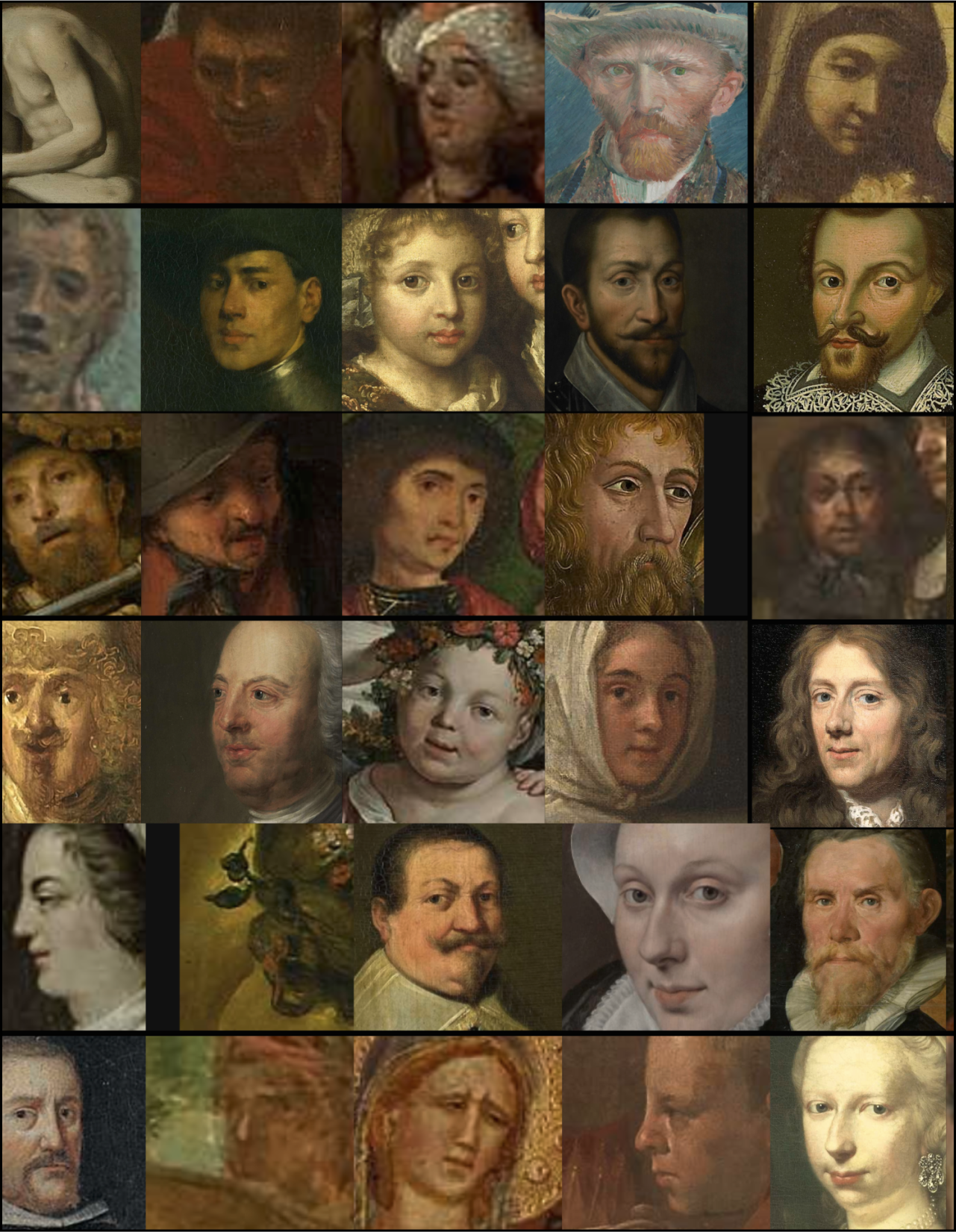 Mosaic of painted, expressive faces from the Rijksmuseum (2 of 2 images)