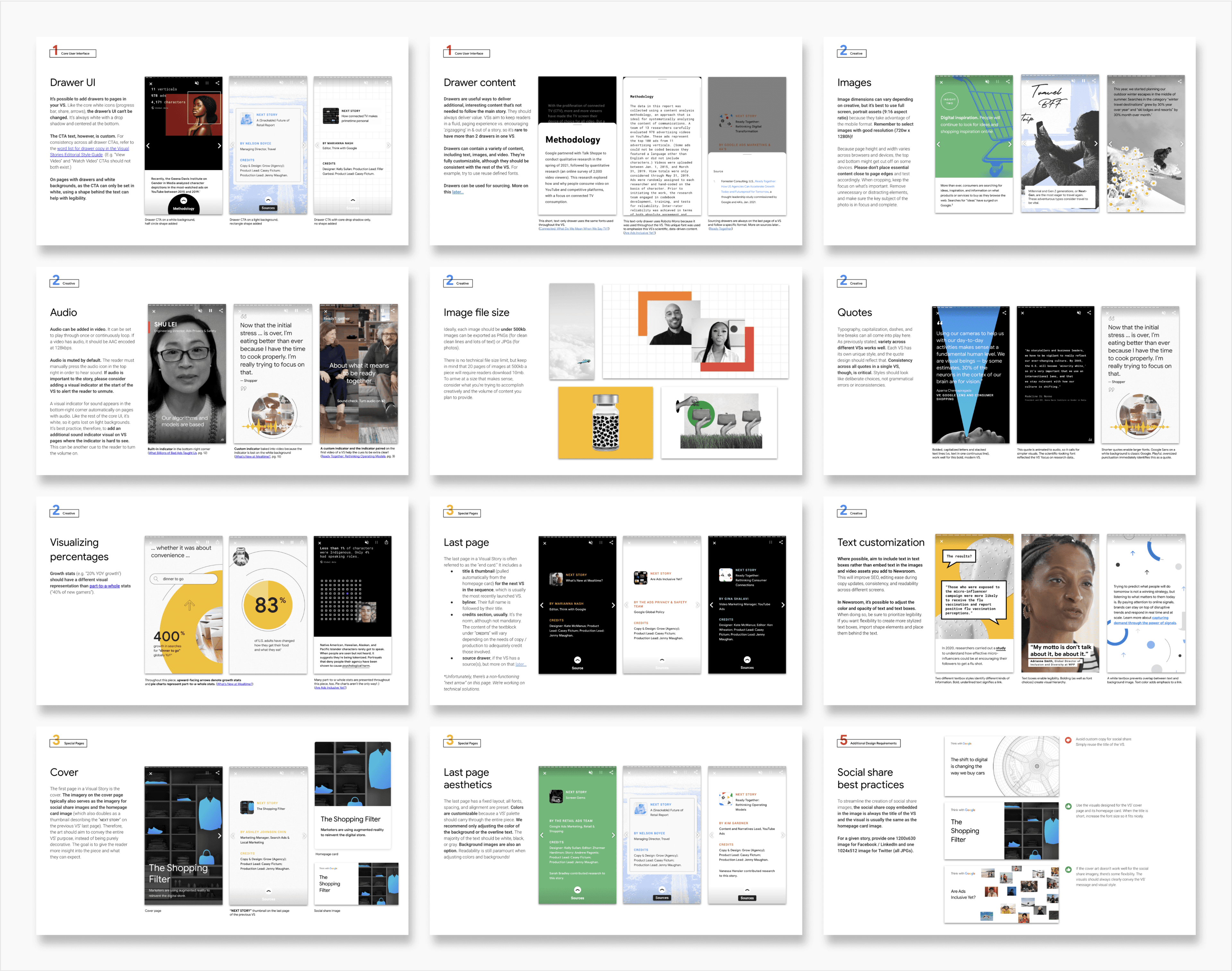 Excerpts from the Visual Stories Style Guide, created to uphold quality standards